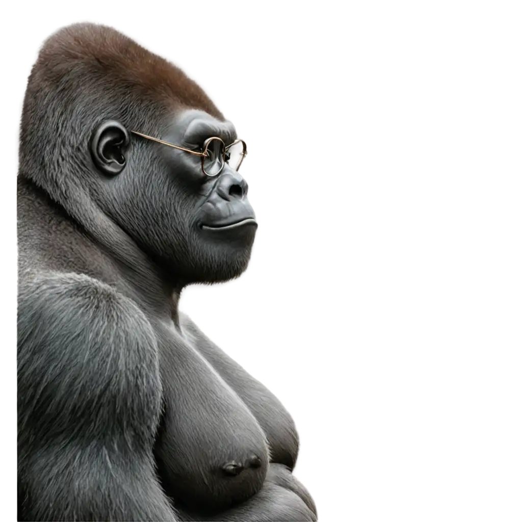 Serene-Gorilla-Profile-with-Elegant-Glasses-PNG-Image