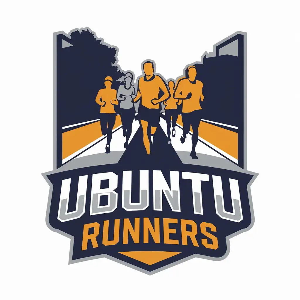 LOGO Design for Ubuntu Runners People Running with Flash and Street Theme for Sports Fitness Industry