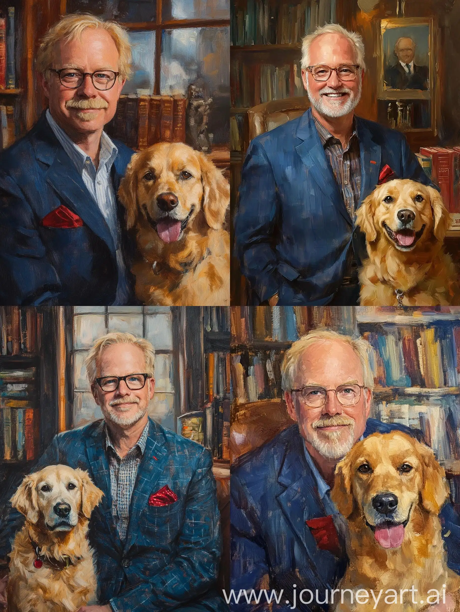 Elderly-Gentleman-with-Golden-Retriever-in-Library-Setting