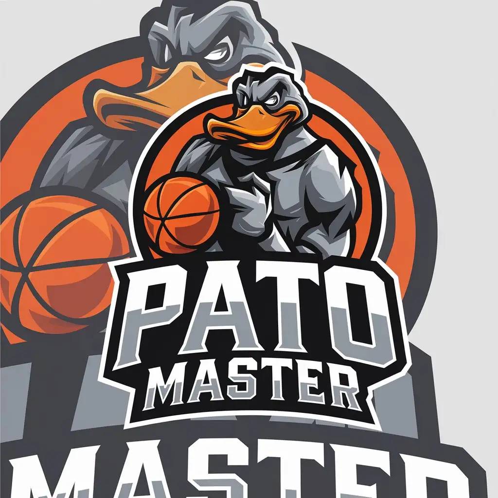 a vector logo design,with the text "pato master", main symbol:strong duck basketball,Moderate,be used in Sports Fitness industry,clear background