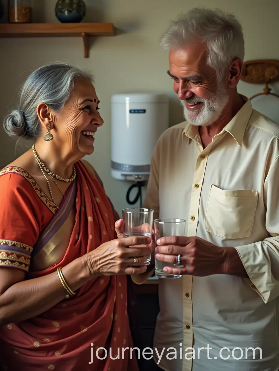 Indian-Grandparents-Smiling-While-Giving-a-Glass-of-Water-to-a-Child-in-a-Kitchen