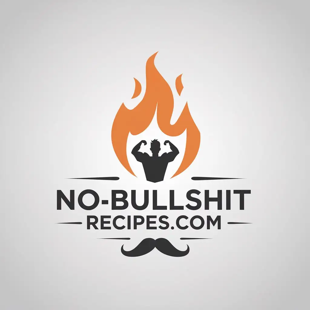 LOGO Design for NoBullshit Recipes Fiery Minimalism with Flexing Chef Theme