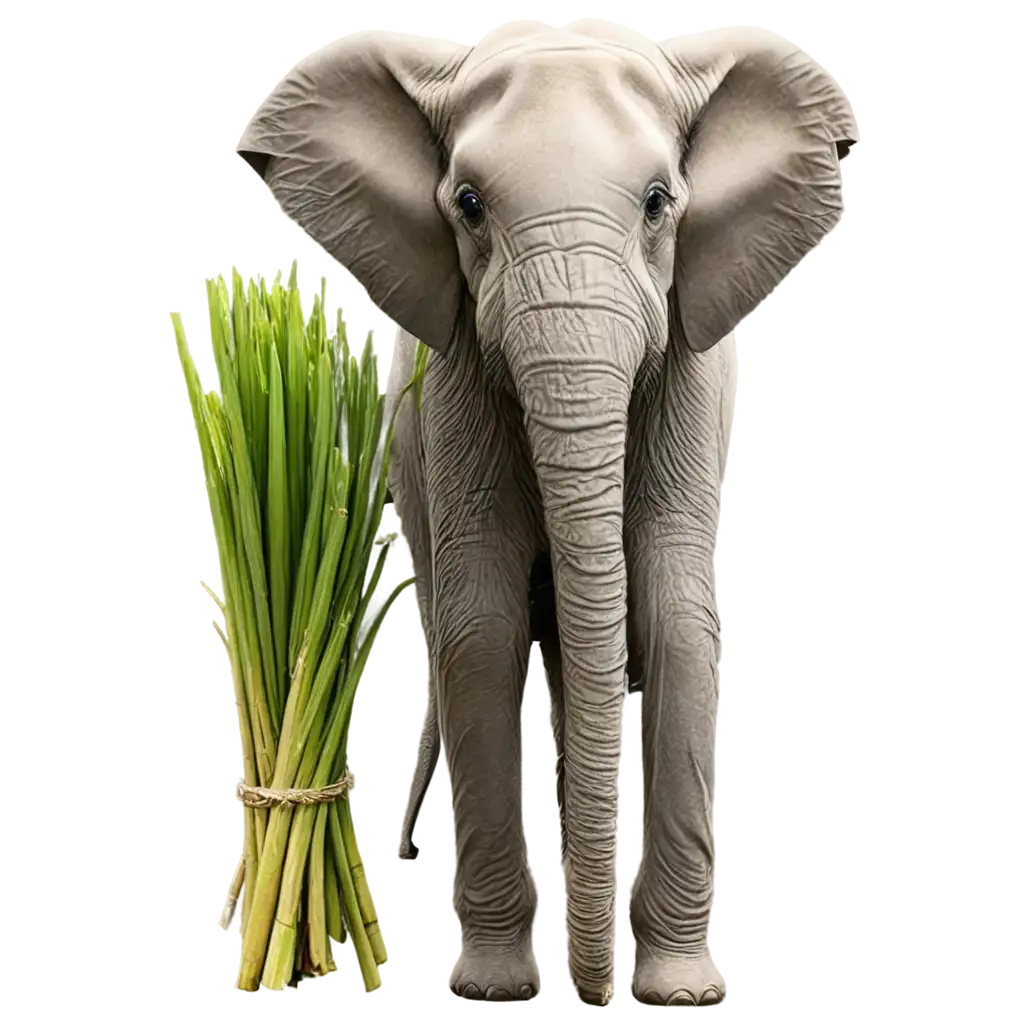 Realistic-Elephant-Eating-Sugarcane-PNG-with-Transparent-Background-for-Versatile-Use