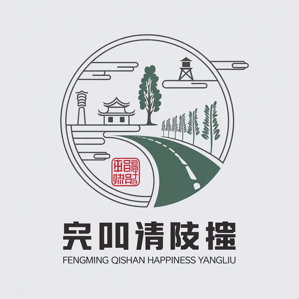 LOGO-Design-For-Yangliu-Village-Minimalistic-Vector-Logo-with-Rural-Charm