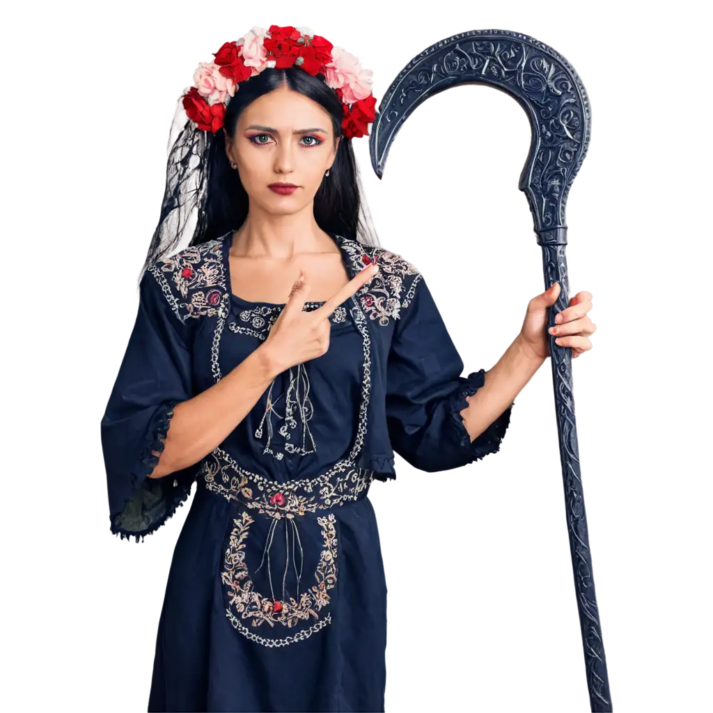 PNG-Image-of-Woman-in-Ukrainian-Traditional-Ethnic-Wear-with-Flowers-and-Scythe