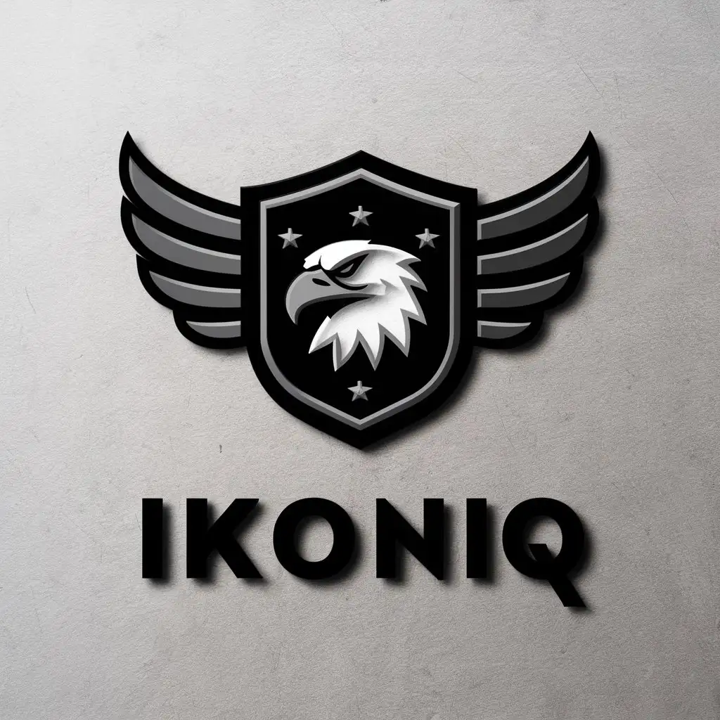 LOGO Design For IKONIQ Black 3D Shield with Wings and White Eagle Head