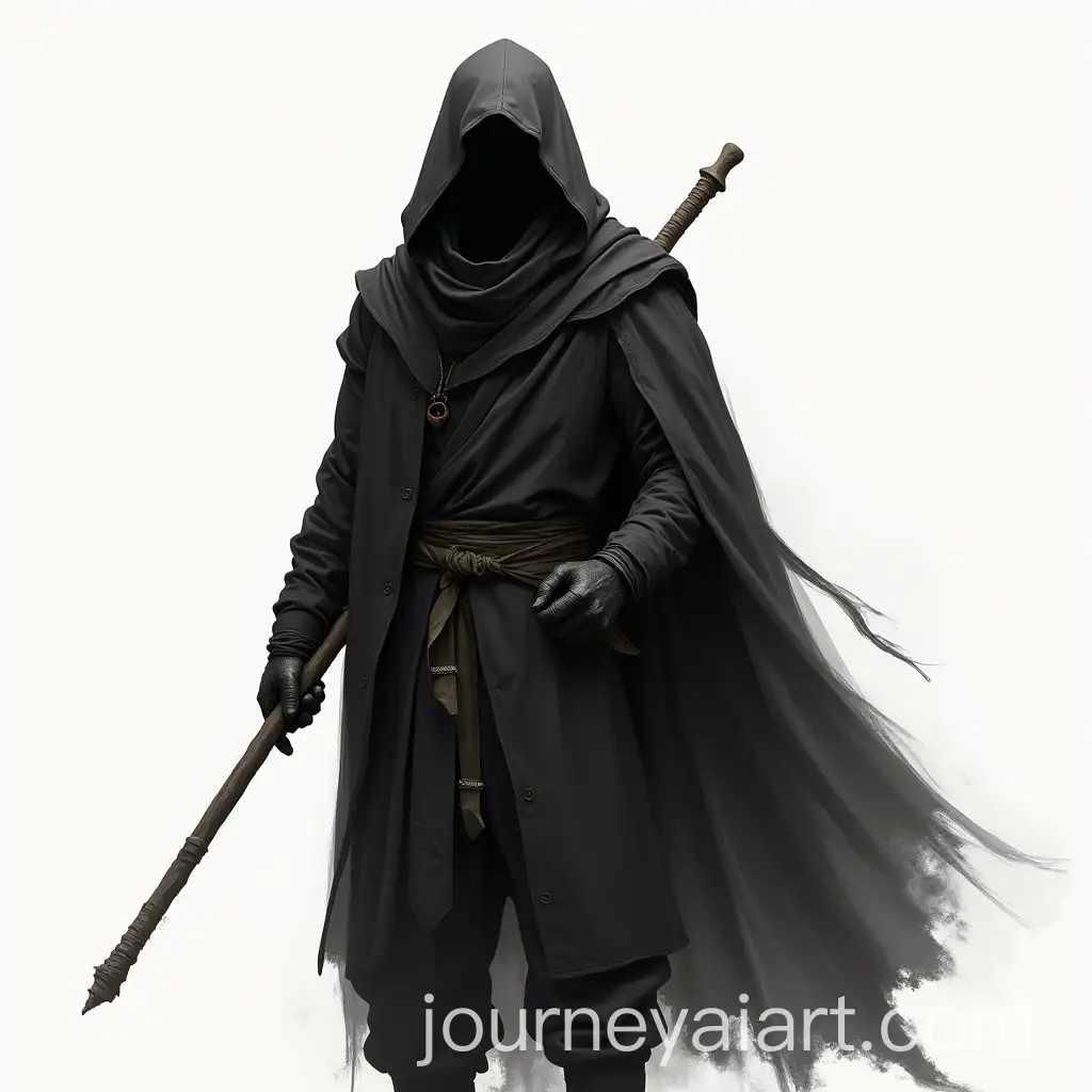 Mysterious-Man-in-Black-Hooded-Cloak-with-Stick