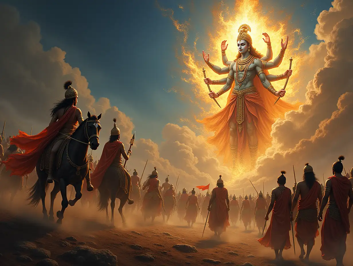 Arjuna-Witnessing-Krishnas-Vishvarupa-in-the-Mahabharata