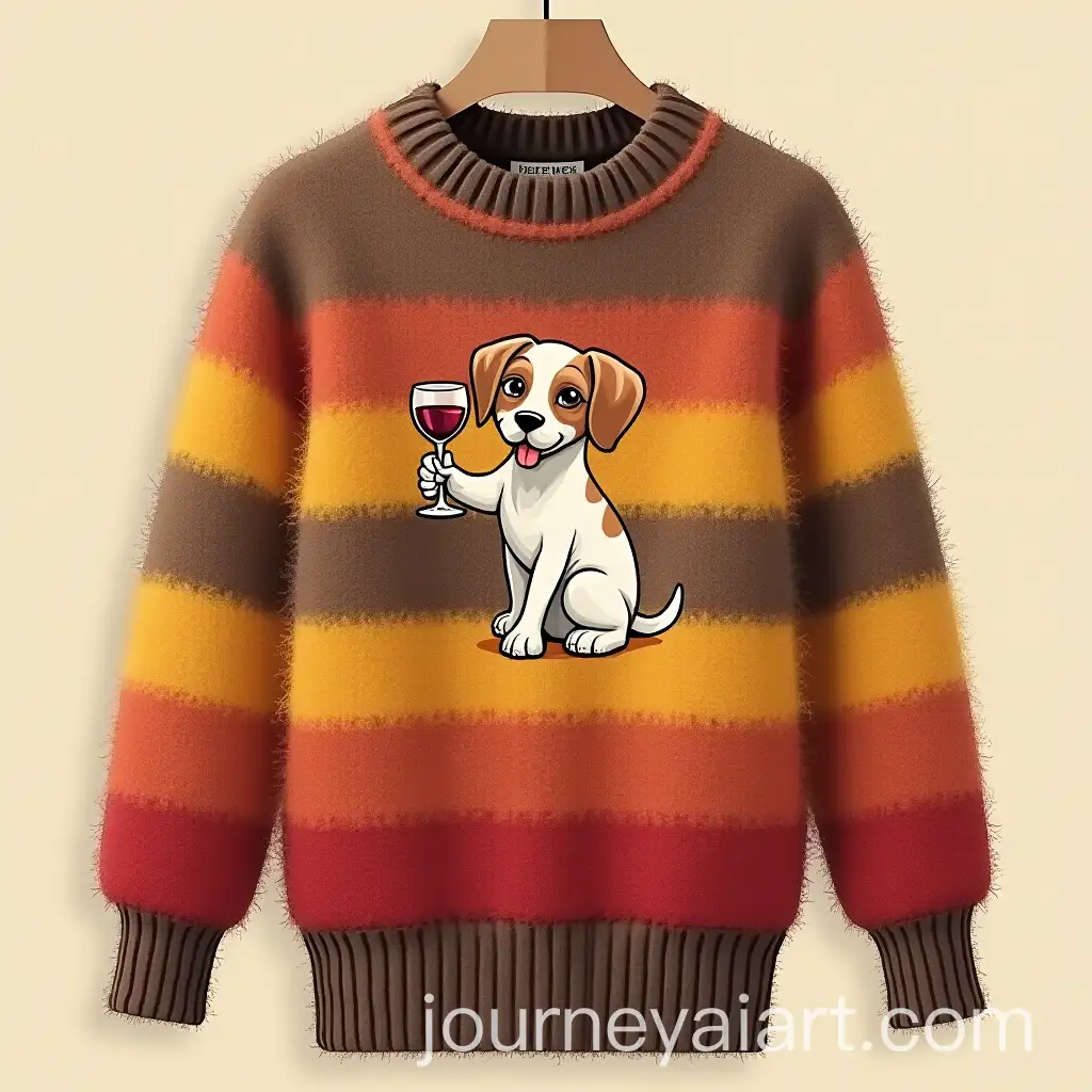 Boxy-Mohair-Pullover-with-Cute-Dog-Illustration-and-Striped-Color-Palette