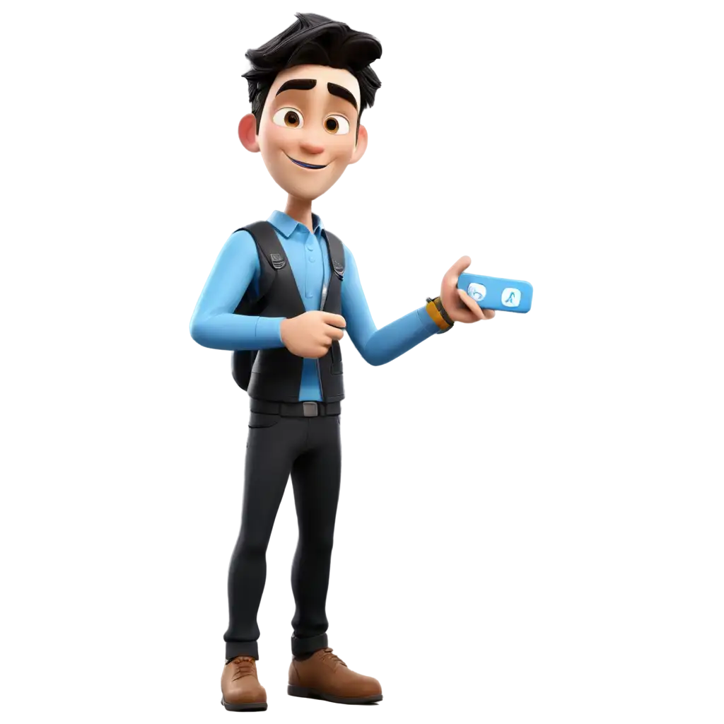 3D-Character-Holding-BMW-CarPNG-Image-Usage-Scenarios-Key-PNG-with-Black-Blue-Outfit-HighQuality-Transparent-Image