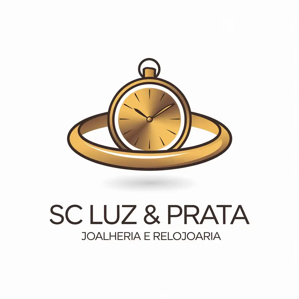 LOGO Design For SC Luz Prata Joalheria e Relojoaria Minimalistic Jewelry Watchmaking Symbol in Retail Industry