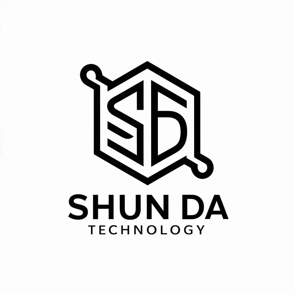 a vector logo design,with the text "Shun Da Technology", main symbol:technology feeling, online sales,Moderate,be used in Internet industry,clear background