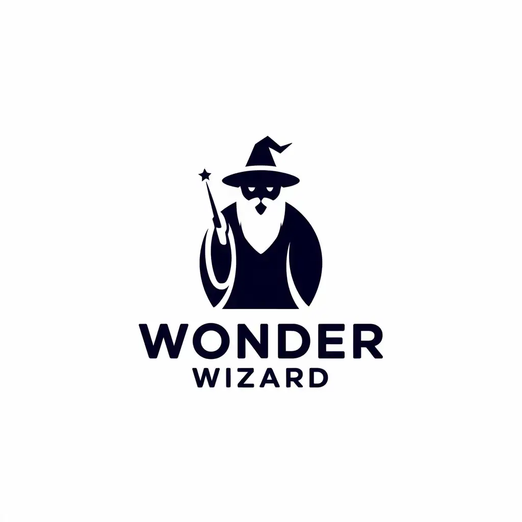 LOGO Design for Wonder Wizard Minimalistic Wizard Symbol for Internet Industry