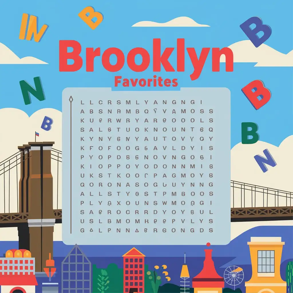 Brooklyn Bridge Word Search with Flying Alphabets