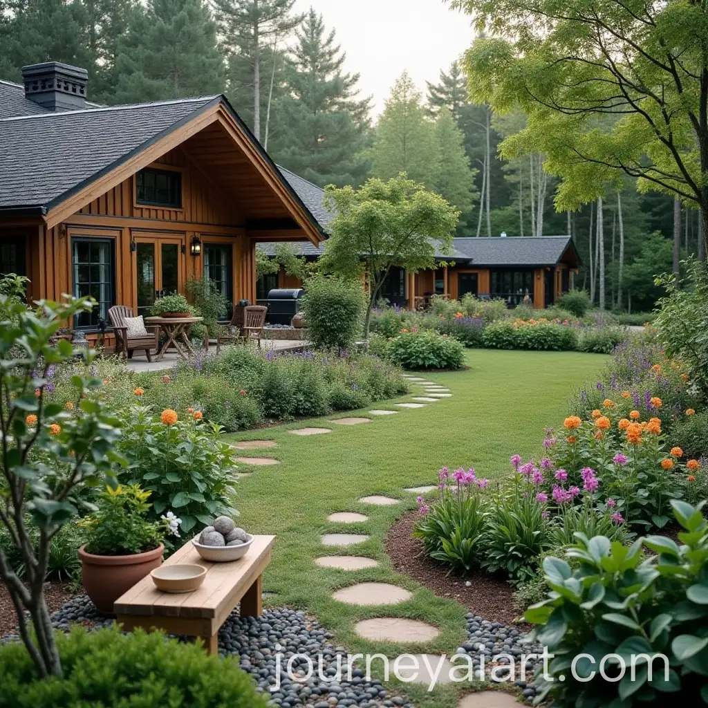 Serene-Nordic-Garden-with-Lush-Greenery-and-Rustic-Decor
