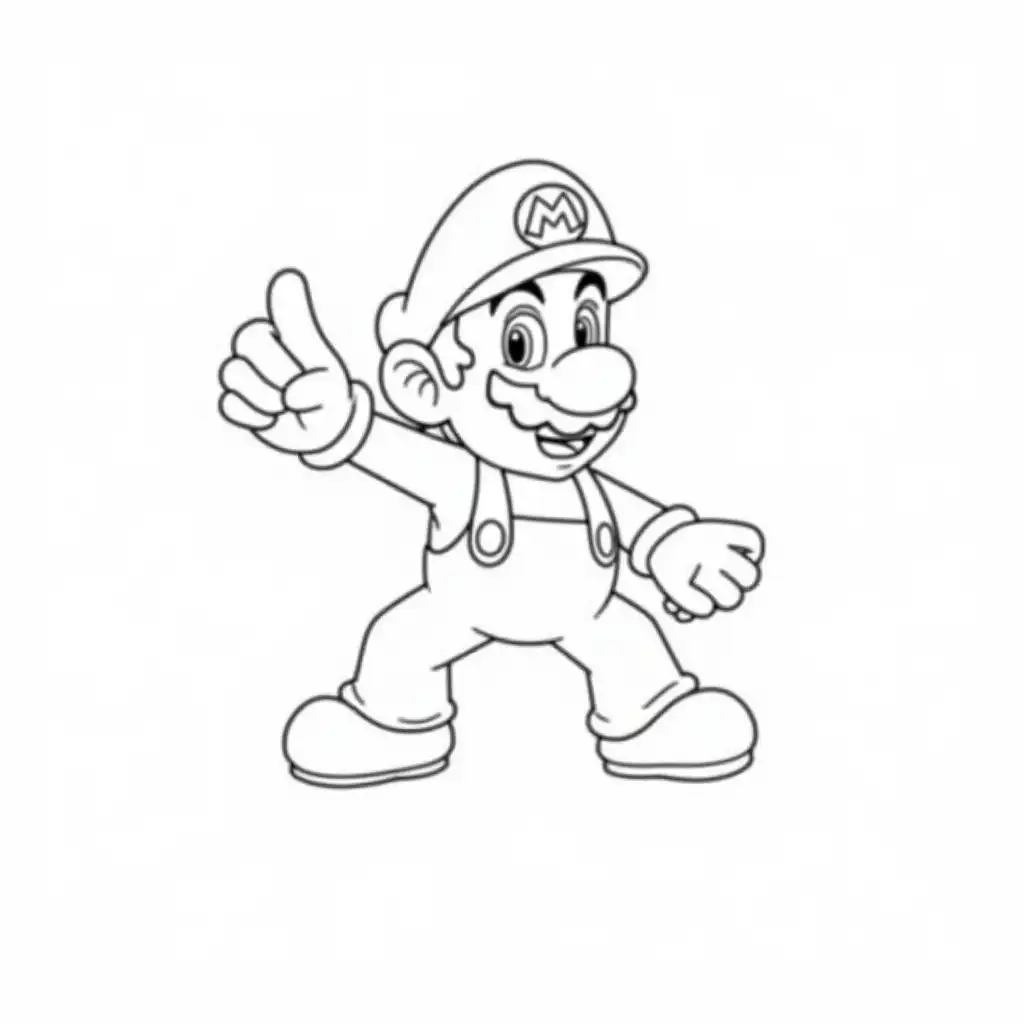 Coloring Page of Super Mario with Low Detail