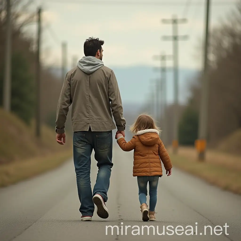 Man Comforting Crying Girl on Country Road