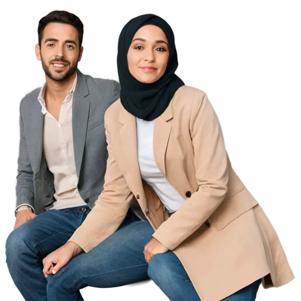 Create-a-PNG-Image-of-a-Man-with-a-Jacket-and-a-Woman-with-a-Hijab-Sitting-Together