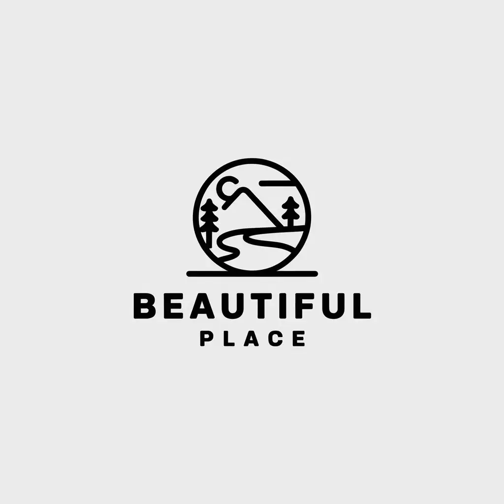 LOGO Design for Beautiful Place Minimalistic Vector with Clear Background and Central Symbol of Place