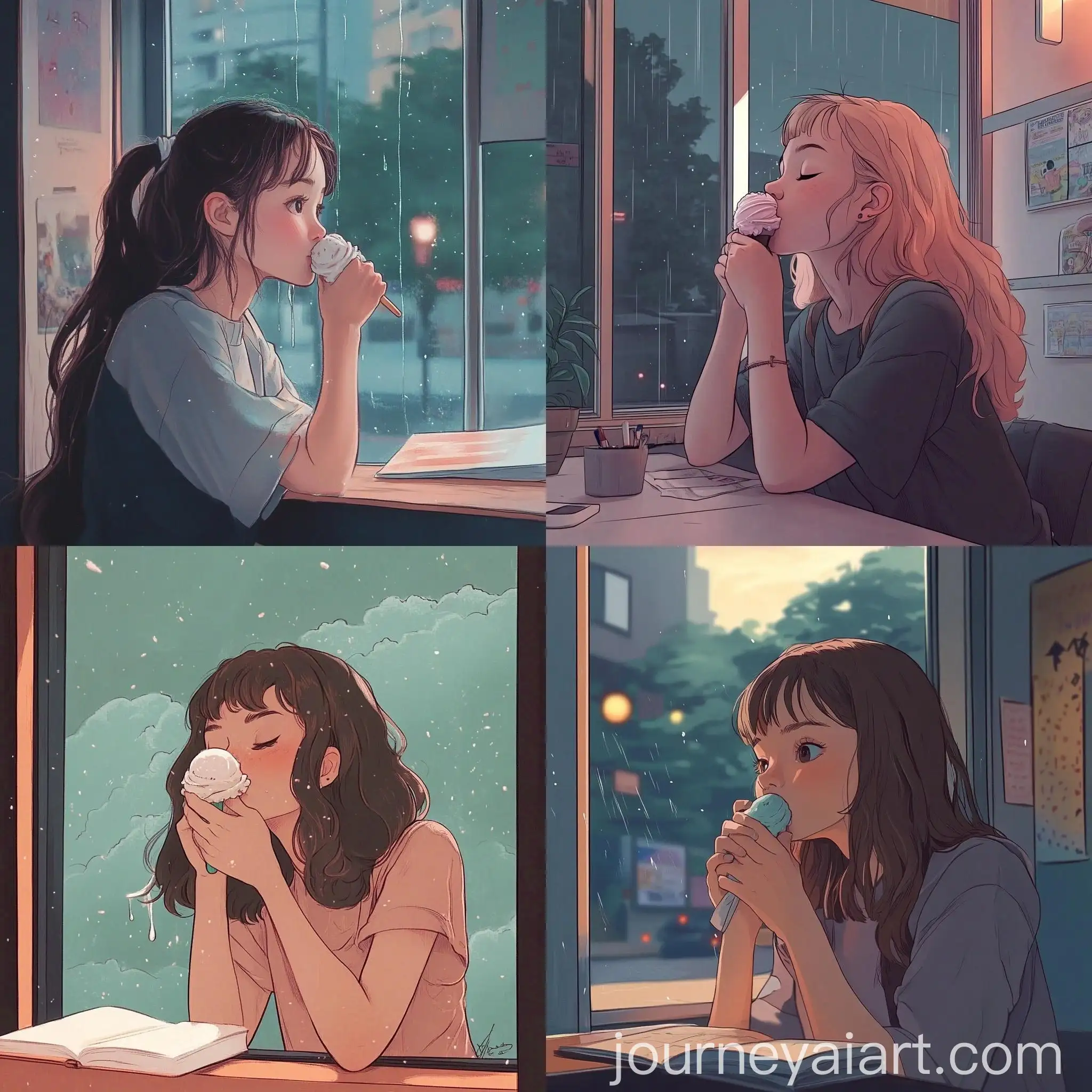 Girl-Licking-Ice-Cream-in-Lofi-Style