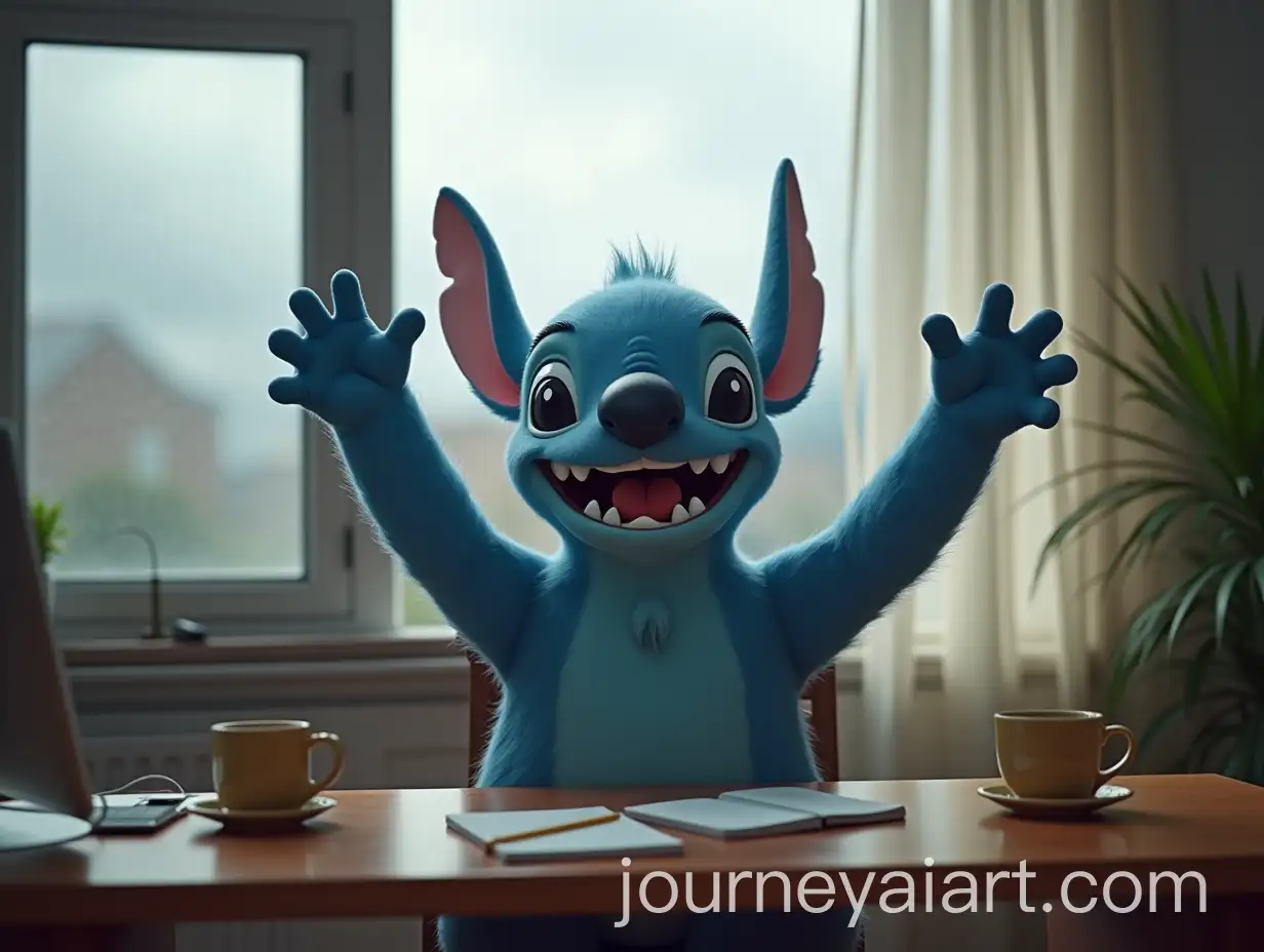 Excited-Person-at-Desk-with-iMac-iPhone-16-Pro-and-Coffee-Mugs-in-a-Cloudy-Window-View