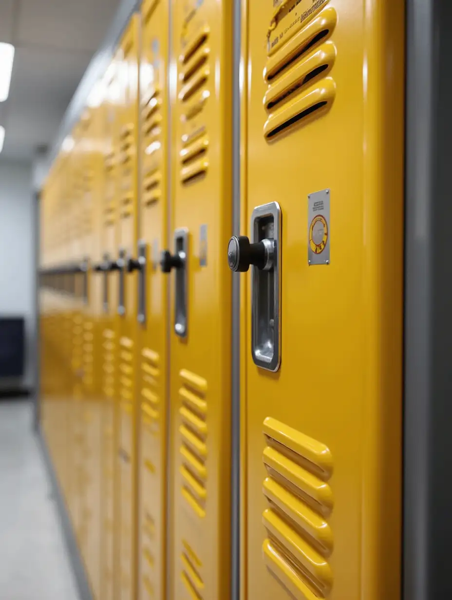 School lockers, close up, front view