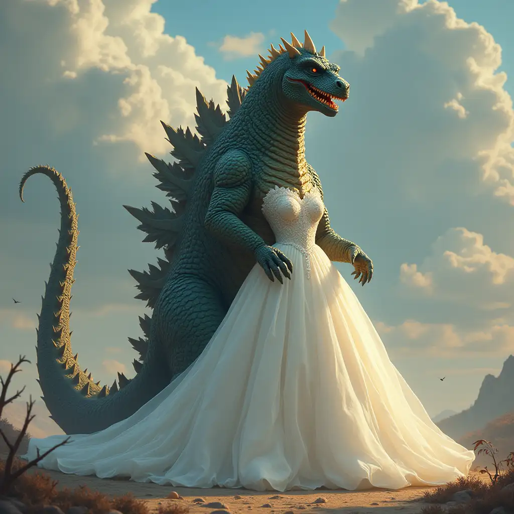 Godzilla in a wedding dress