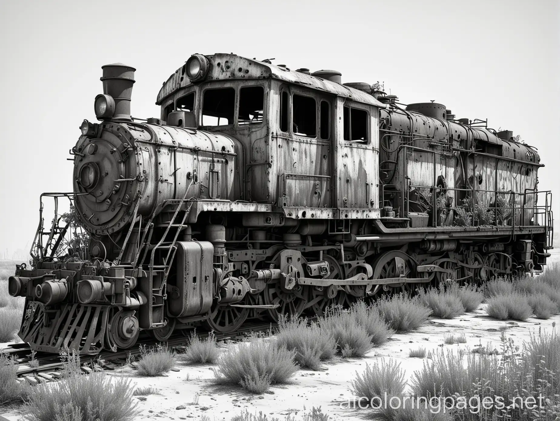 Abandoned-Rusty-PostApocalyptic-Locomotive-Overgrown-with-Plants