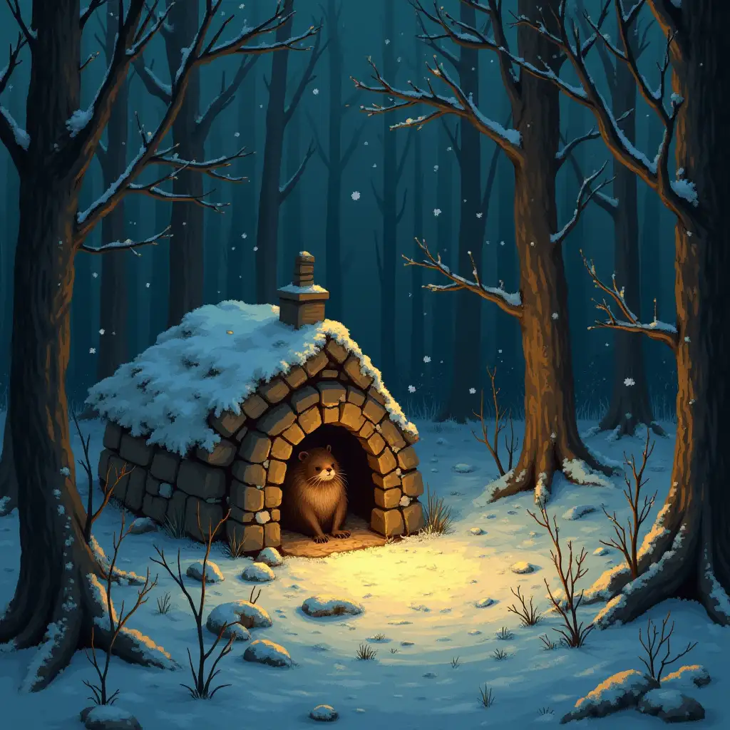 The forest whispers, winter’s near,   in every den, there's busy cheer.   Deep underground, the moles prepare,   a cozy home to shelter there.