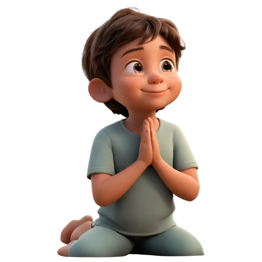 3D-Drawing-of-a-Child-Praying-in-PNG-Format-Pixar-and-Disney-Style