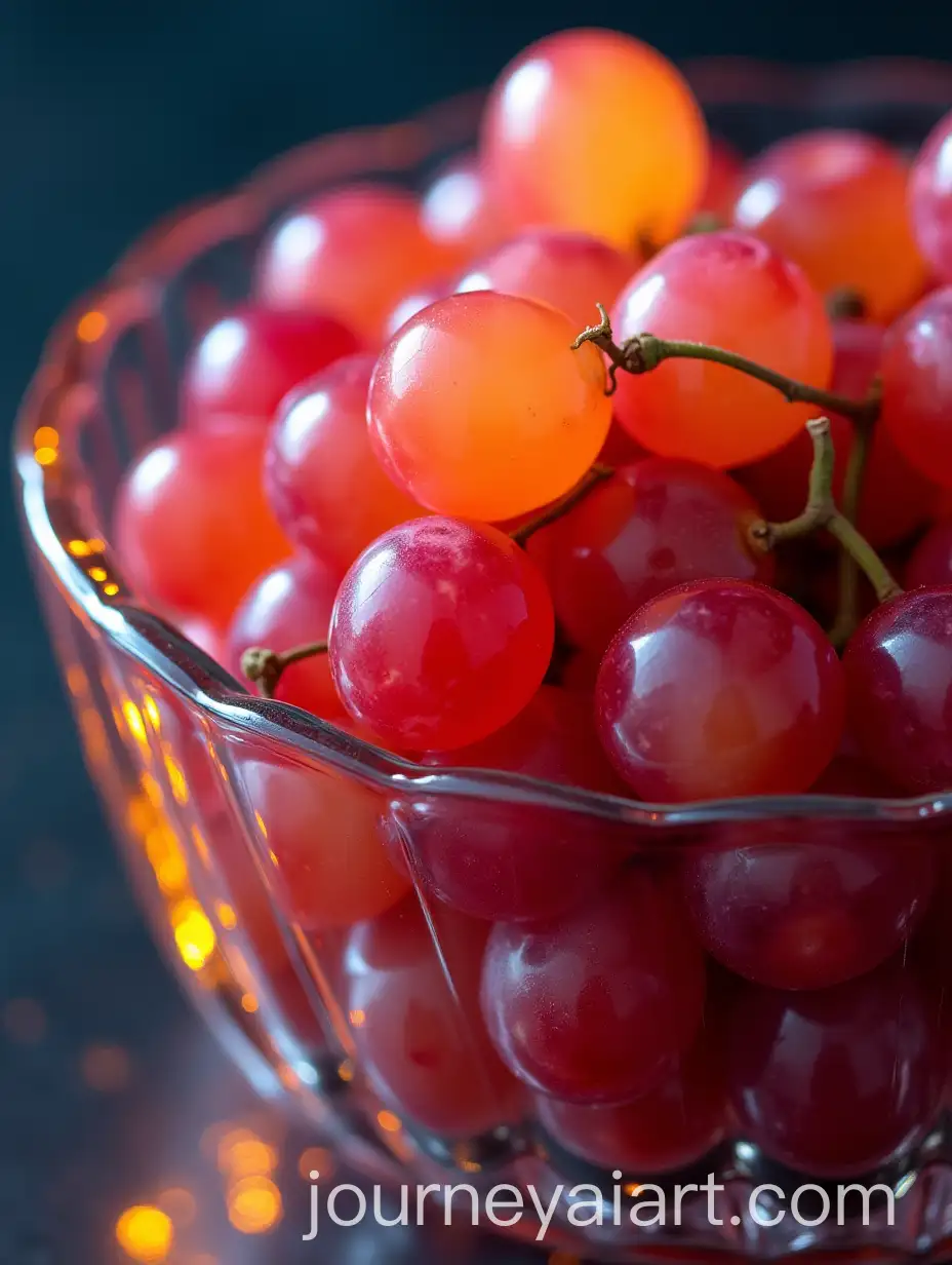 CloseUp-of-Glowing-Rainbow-Grapes-in-Crystal-Glass-Dish