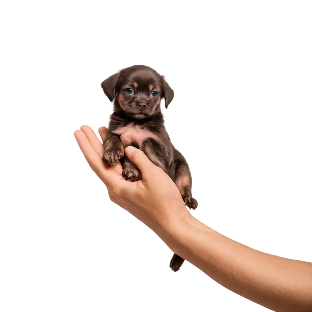 Male-Hand-Holding-Tiny-Puppy-PNG-Image-for-Clear-and-Detailed-Visual-Representation