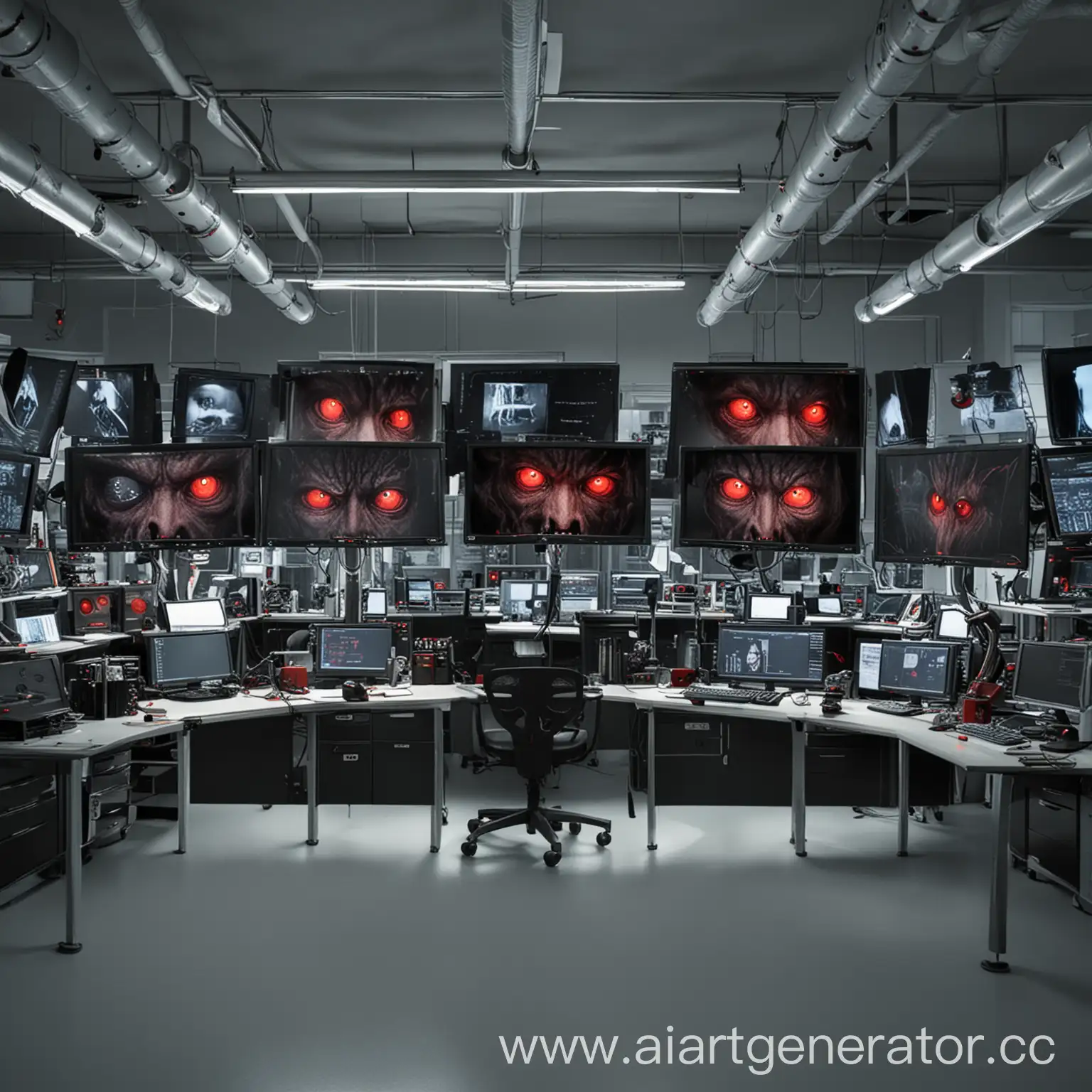 Dark-Laboratory-with-Monitors-Showing-RedEyed-Demon