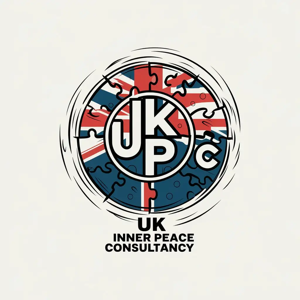 LOGO-Design-for-UK-Inner-Peace-Consultancy-Circle-Englands-Flag-and-Puzzle-Elements