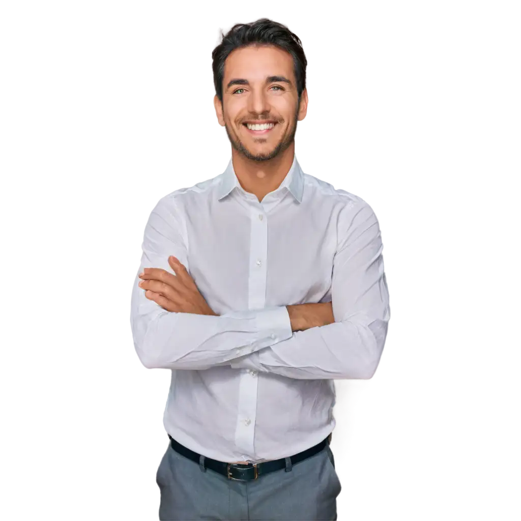 Executive-in-White-Shirt-Arms-Crossed-Laughing-PNG-Image