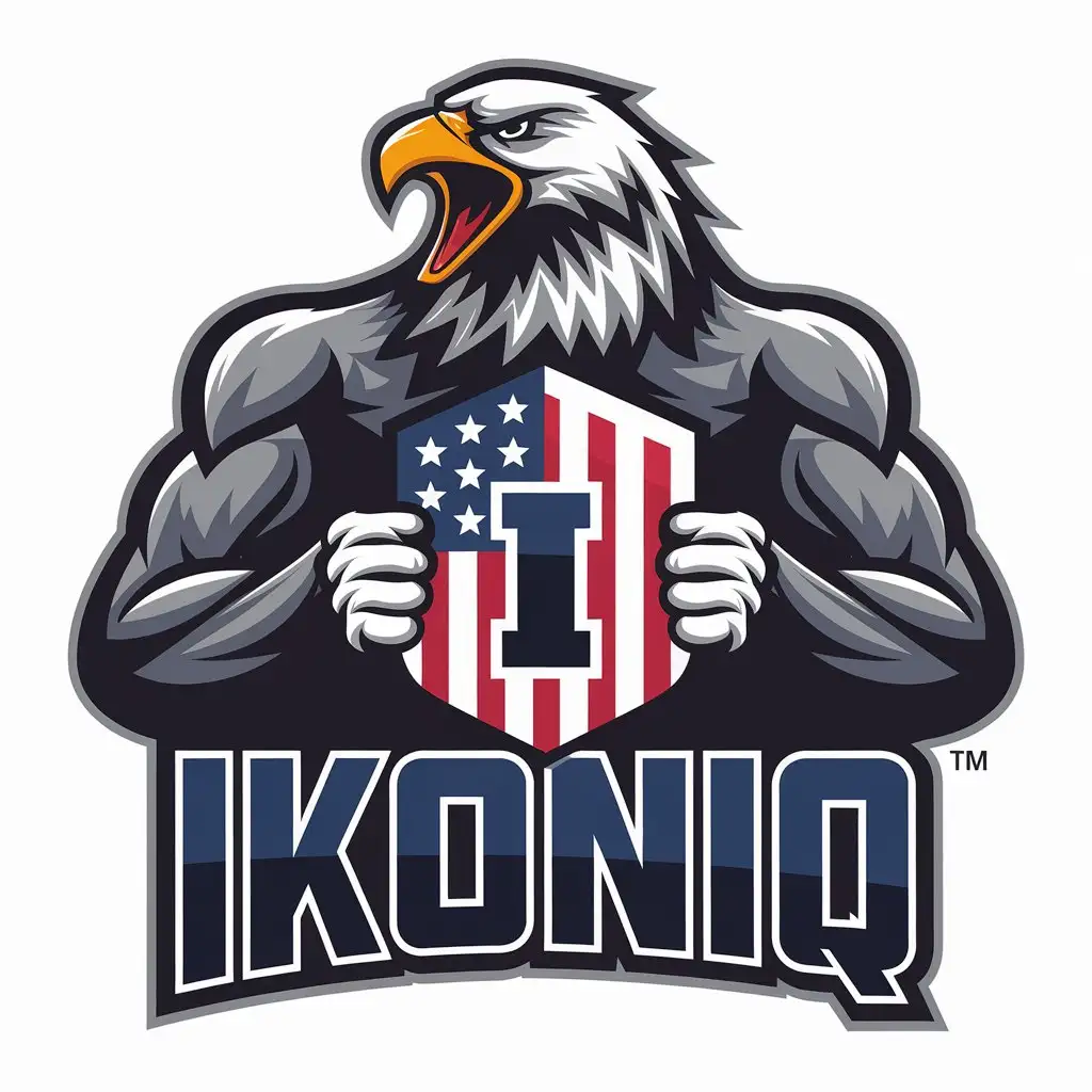 LOGO Design For ikoniq Vector Screaming Eagle with American Shield and Letter I