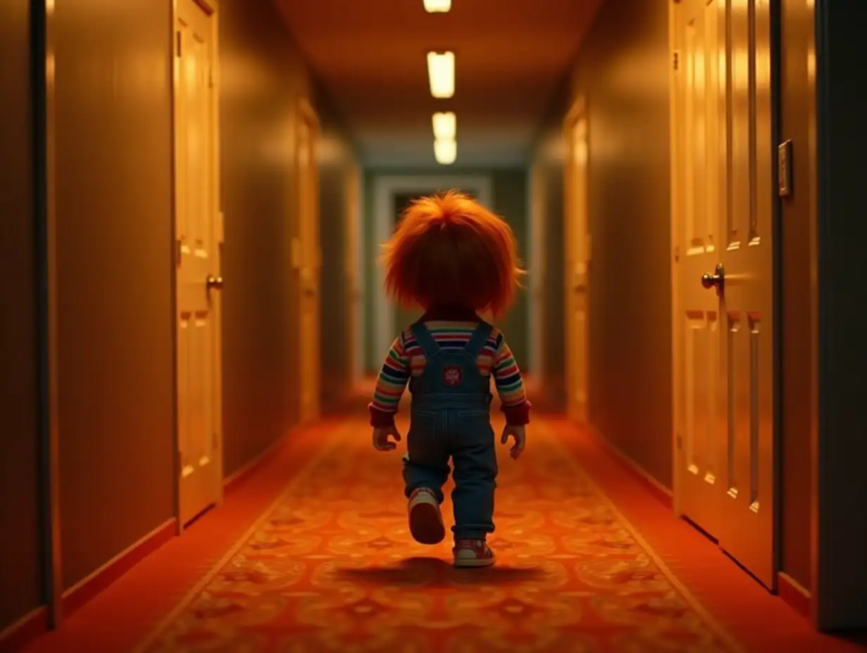 ChChucky-walking-down-hallwayucky-Doll-Walking-Backwards-Down-Hallway-with-ShiningInspired-Design