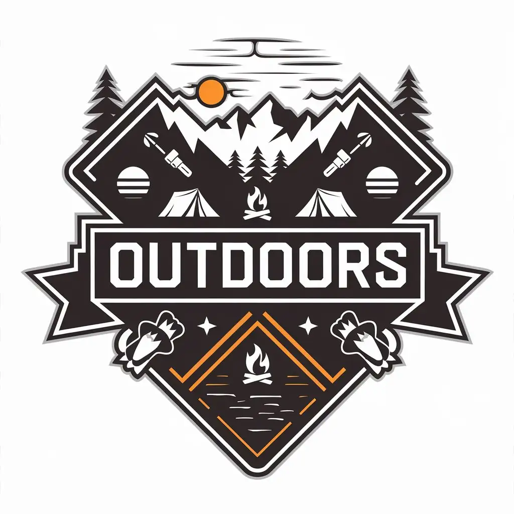 LOGO-Design-for-OUTDOORS-Vector-Logo-with-Tents-Bonfires-and-Nature-Theme