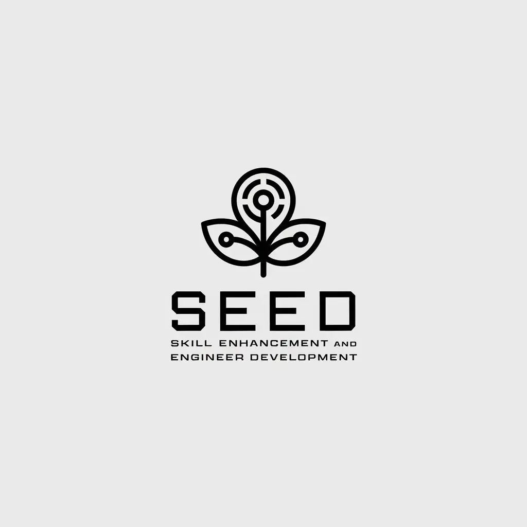 LOGO Design for SEED Skill Enhancement and Engineer Development with Seed Symbol and Subtle Circuit Lines or Gear Integration