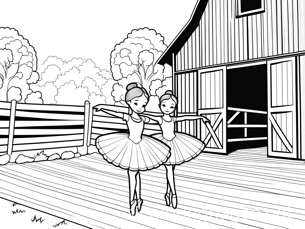 Two-Petite-Ballerina-Sisters-Dancing-in-a-Barnyard