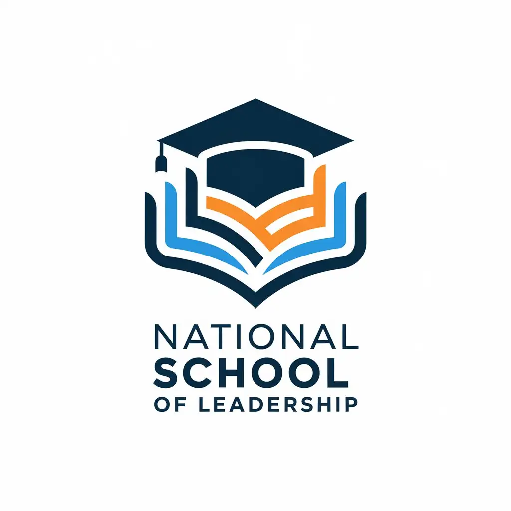 LOGO Design for National School of Leadership Modern University Symbol with Book Pen and Graduation Cap