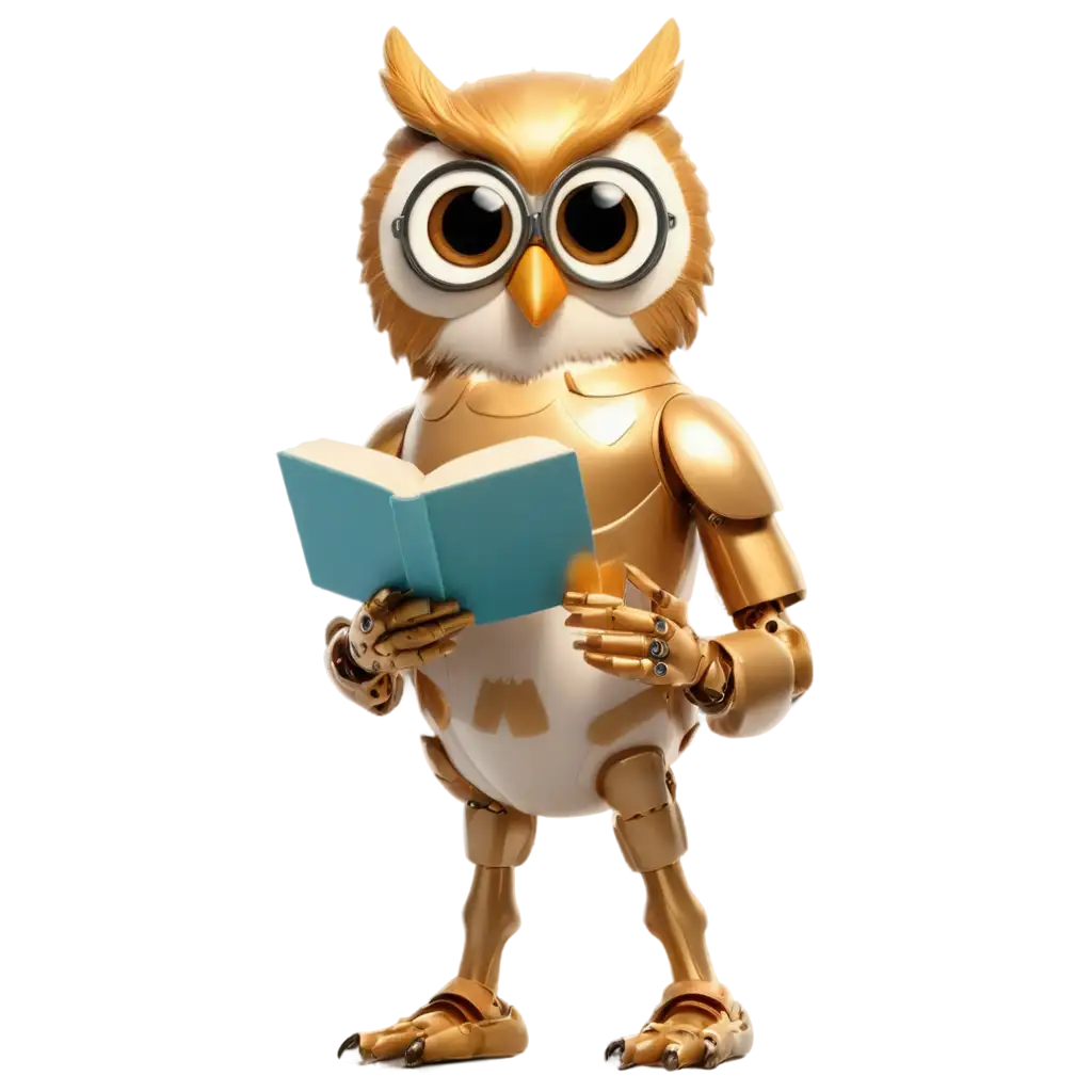 Cute-Realistic-Robot-Owl-Holding-a-Book-PNG-Perfect-for-Enhancing-Digital-Content