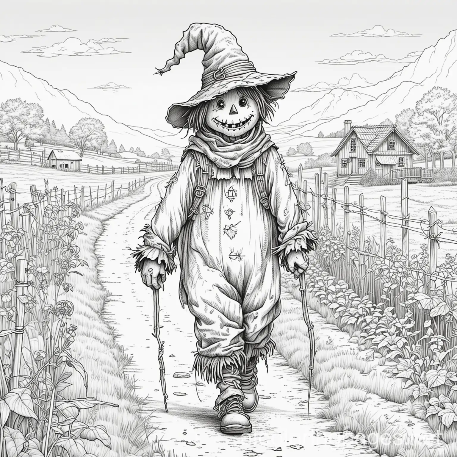 Scarecrow-Walking-Home-Coloring-Page-for-Kids