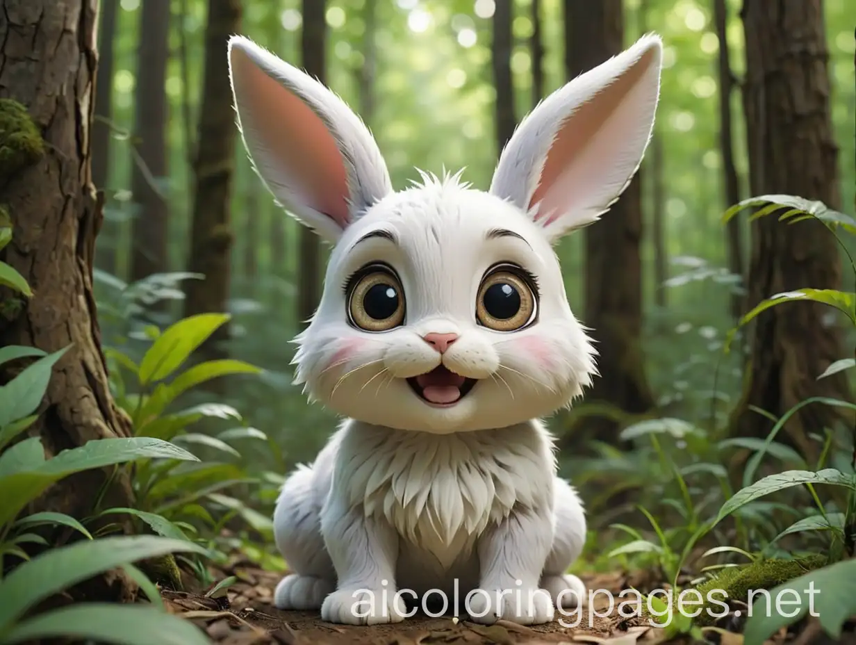 Happy-Rabbit-Coloring-Page-in-Forest-Setting