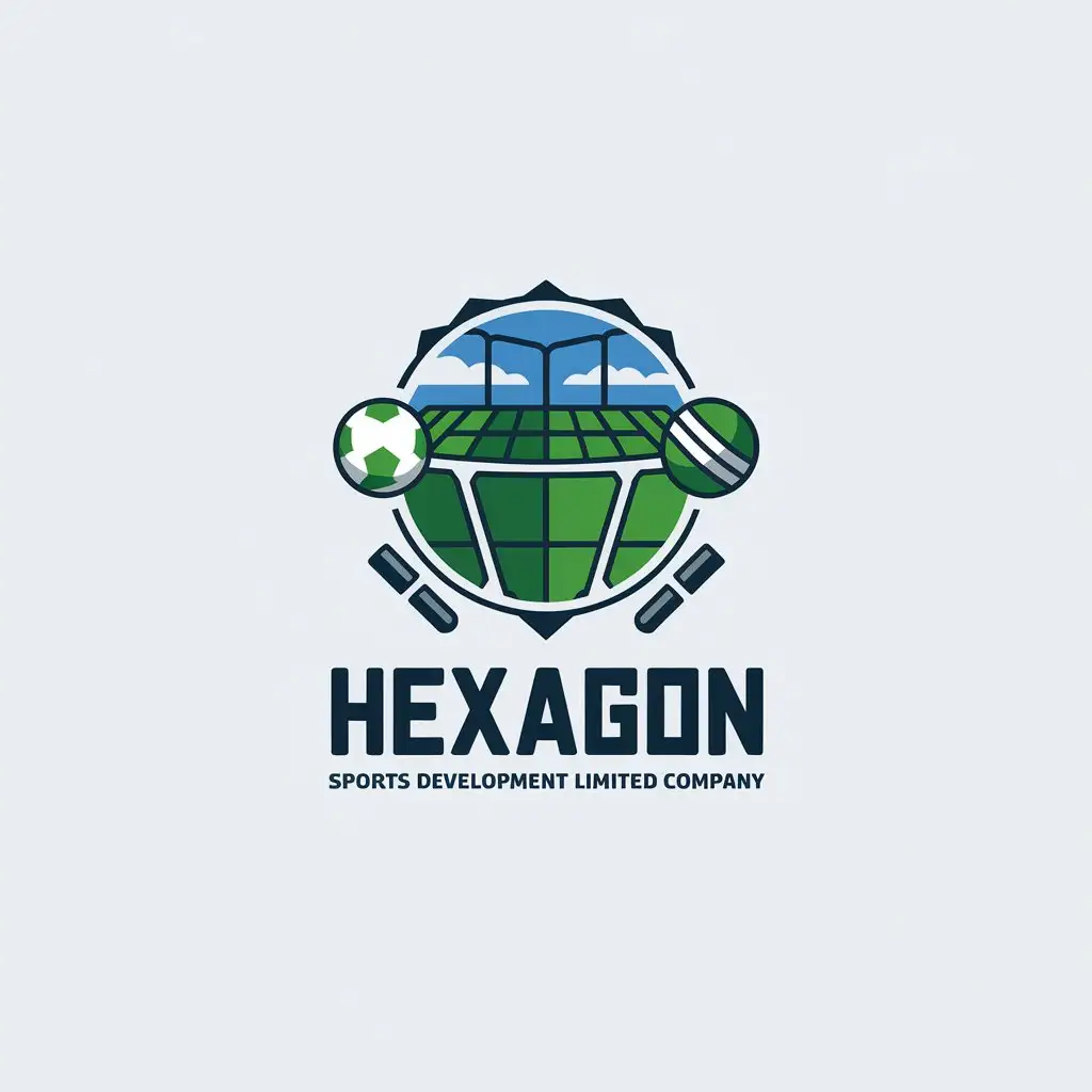 a vector logo design,with the text "hexagon sports development limited company", main symbol:sports field sports event sports goods,Moderate,be used in Sports Fitness industry,clear background