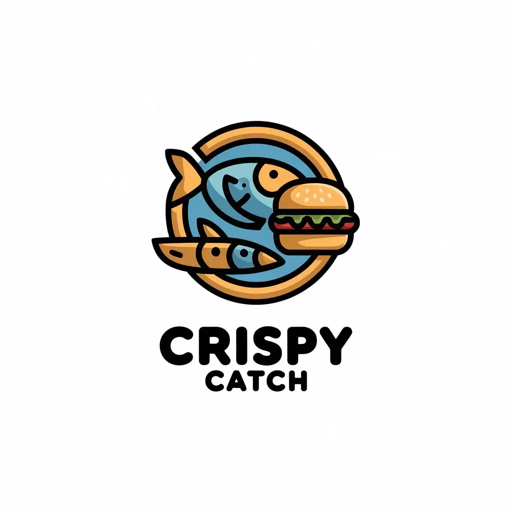 LOGO Design for Crispy Catch Fish and Burger Theme with Modern Style for Restaurant Industry