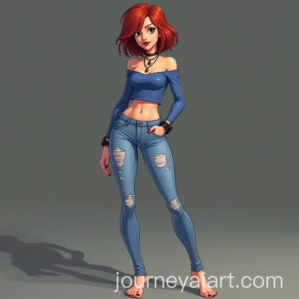 Mary-Jane-Watson-in-Casual-Outfit-with-Bold-Accessories-BareAI-Image-Prompt-Expansionfoot-and-Playful-Pose
