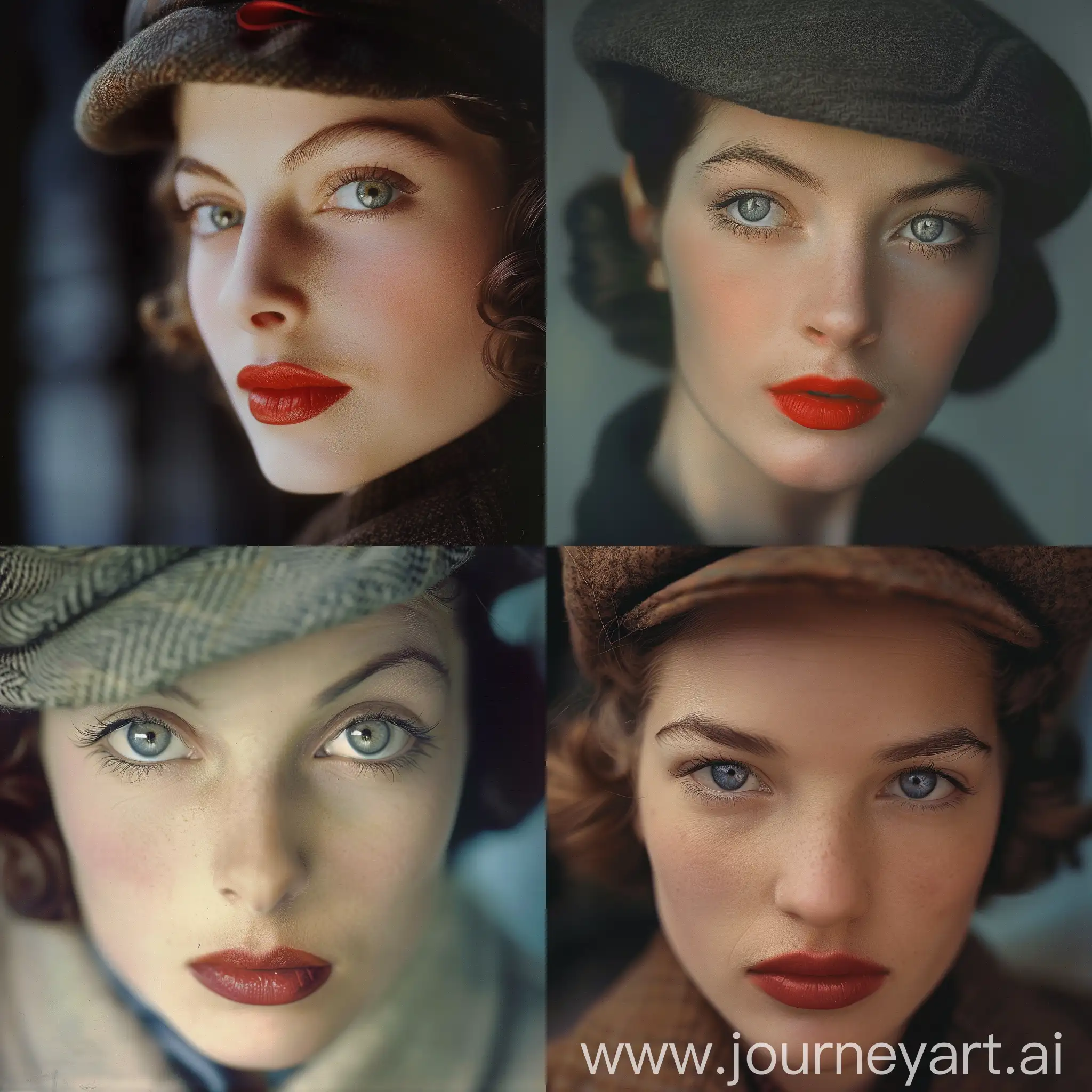 Elegant-Woman-with-Flawless-Beauty-and-Beret-in-Vintage-Color-Photography-1939-Style