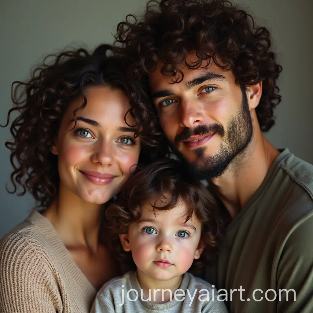 Family-with-Two-Children-in-Snowy-Winter-Scene