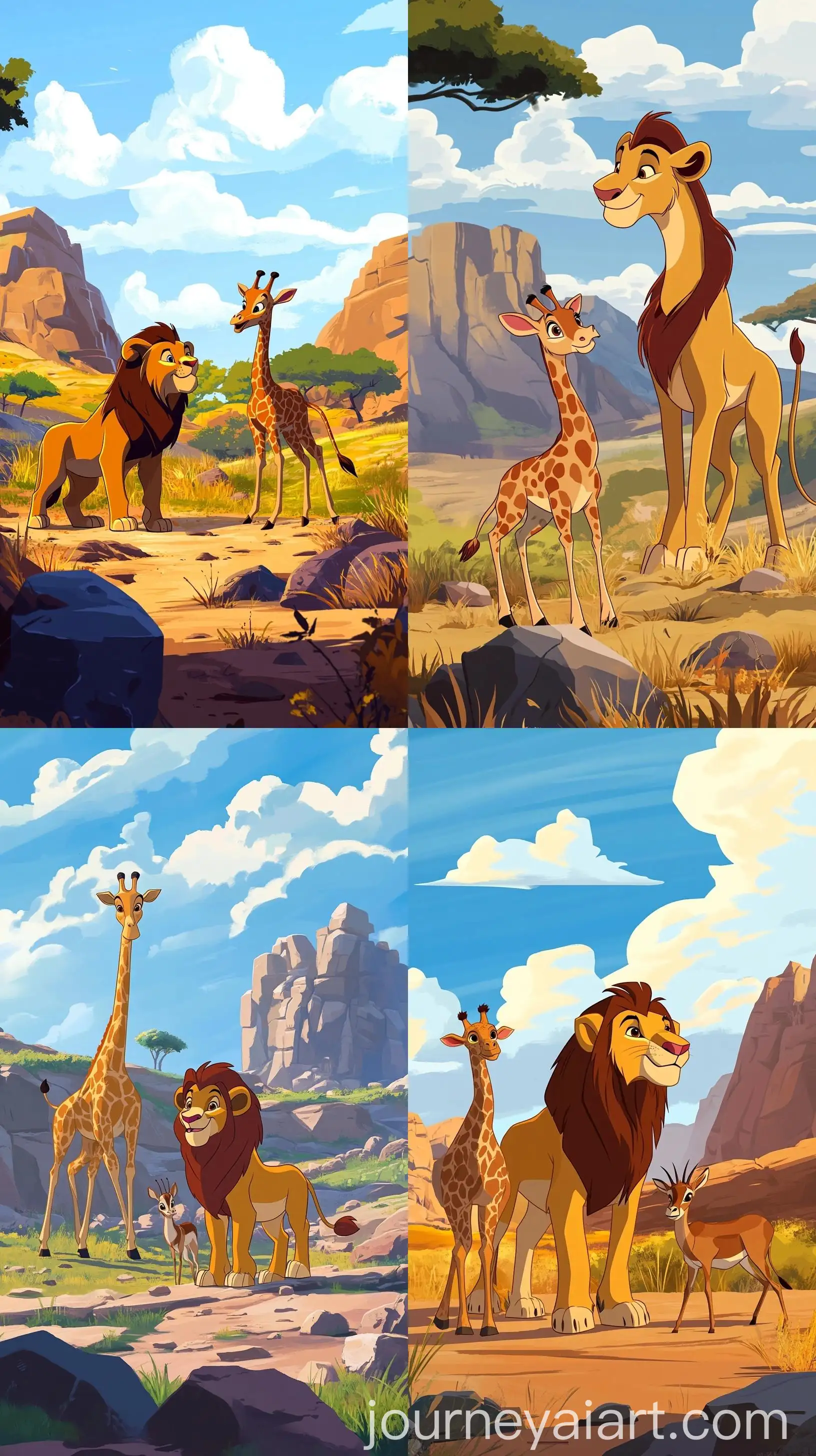 Young-Lion-Learning-to-Navigate-with-Giraffe-and-Antelope-in-Savannah